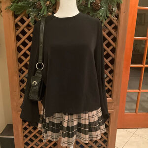 Carmen Marc Valvo Witchy Wimpsigoth Gothic Black Bell Sleeve Blouse Womens 6